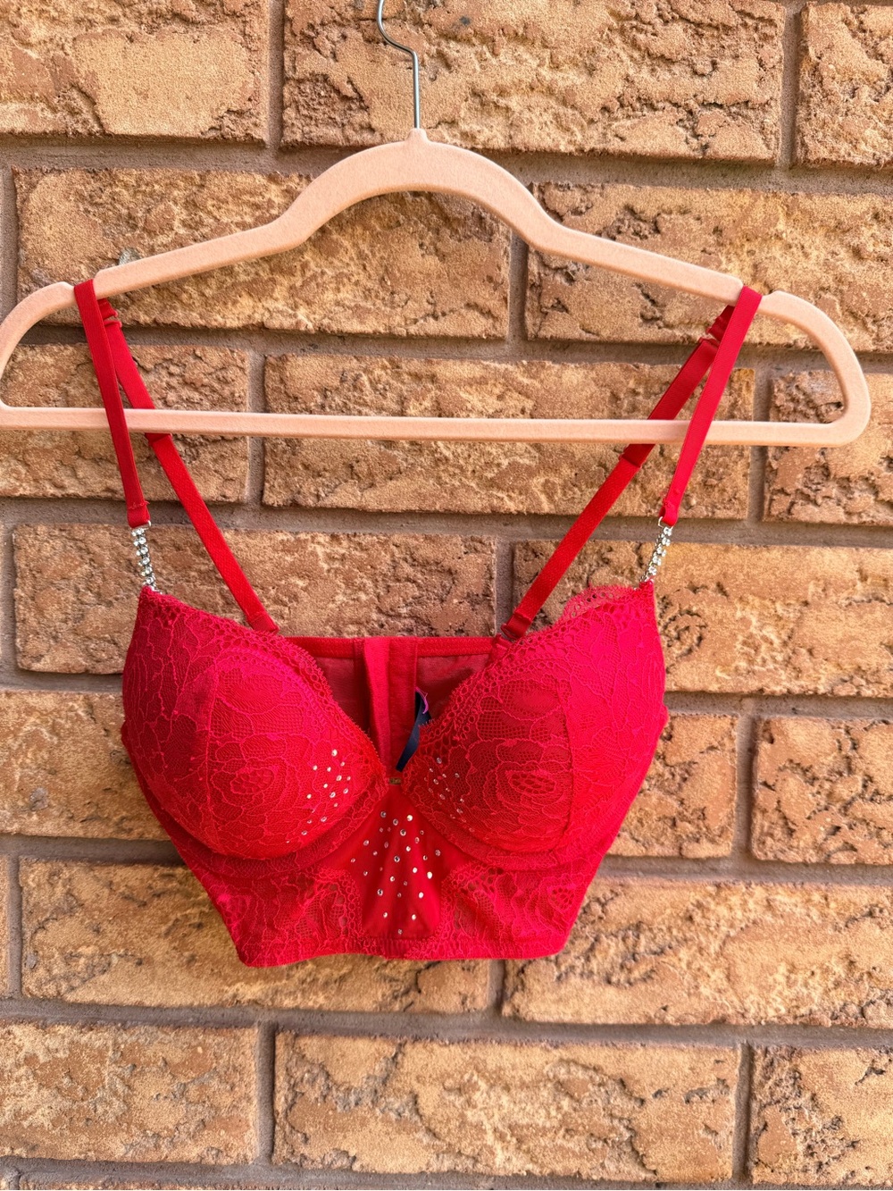 4/$25 • La Senza Crimson Red Floral Lace Push Up Bralette